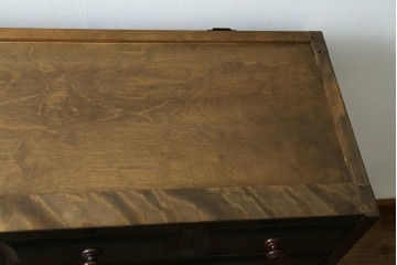 《天板取り付け加工費込み》　中古　北海道民芸家具　HM160K　クラシカルな佇まいが魅力の引き出し5杯付きキャビネット　(R-088049)