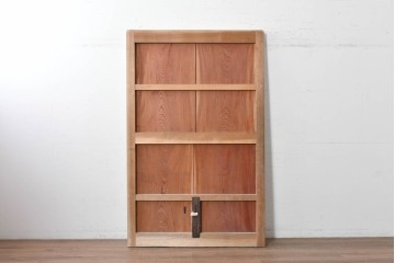 アンティーク建具　明治から大正期　欅(ケヤキ)材　漆塗り　ツートーンカラーが目を引く蔵戸1枚　(R-088054)