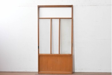 ヴィンテージ建具　昭和中期　モールガラス入りのレトロなガラス戸1枚　(R-088057)