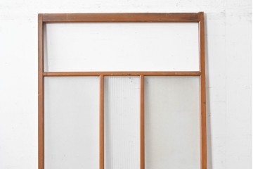 ヴィンテージ建具　昭和中期　モールガラス入りのレトロなガラス戸1枚　(R-088057)