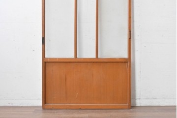 ヴィンテージ建具　昭和中期　モールガラス入りのレトロなガラス戸1枚　(R-088057)