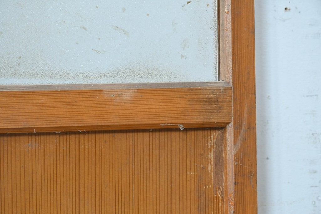 ヴィンテージ建具　昭和中期　モールガラス入りのレトロなガラス戸1枚　(R-088057)