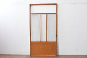 ヴィンテージ建具　昭和中期　モールガラス入りのレトロなガラス戸1枚　(R-088057)