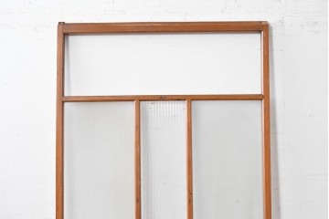 ヴィンテージ建具　昭和中期　モールガラス入りのレトロなガラス戸1枚　(R-088057)