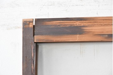 ヴィンテージ建具　昭和中期　レトロなガラス使いが魅力の幅狭ガラス戸2枚セット　(R-088058)