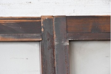 ヴィンテージ建具　昭和中期　レトロなガラス使いが魅力の幅狭ガラス戸2枚セット　(R-088058)