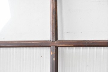 ヴィンテージ建具　昭和中期　レトロなガラス使いが魅力の幅狭ガラス戸2枚セット　(R-088058)