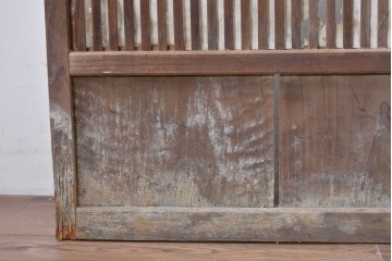 アンティーク建具　大正から昭和初期　均整の取れた格子意匠が美しい裏障子付き格子戸2枚セット　(R-088059)