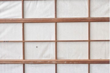 アンティーク建具　大正から昭和初期　均整の取れた格子意匠が美しい裏障子付き格子戸2枚セット　(R-088059)