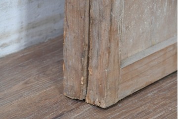 アンティーク建具　大正から昭和初期　均整の取れた格子意匠が美しい裏障子付き格子戸2枚セット　(R-088059)