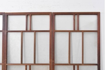 ヴィンテージ建具　昭和中期　古き良き趣を感じる大正ロマンデザインのガラス戸4枚セット　(R-088060)
