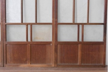 ヴィンテージ建具　昭和中期　古き良き趣を感じる大正ロマンデザインのガラス戸4枚セット　(R-088060)