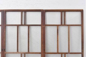 ヴィンテージ建具　昭和中期　古き良き趣を感じる大正ロマンデザインのガラス戸4枚セット　(R-088060)