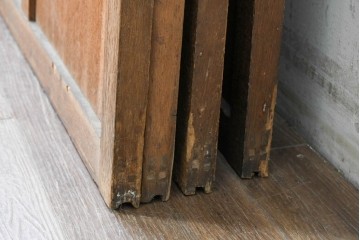 ヴィンテージ建具　昭和中期　古き良き趣を感じる大正ロマンデザインのガラス戸4枚セット　(R-088060)