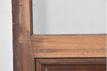 ヴィンテージ建具　昭和中期　腰板欅(ケヤキ)材　味わい深い欅材の木目が魅力のガラス戸1枚　(R-088061)