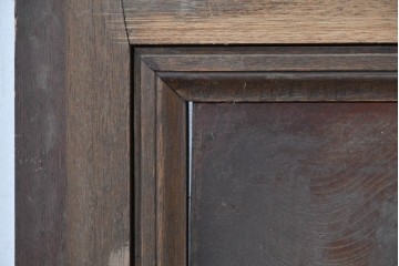 ヴィンテージ建具　昭和中期　腰板欅(ケヤキ)材　味わい深い欅材の木目が魅力のガラス戸1枚　(R-088061)