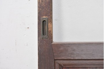 ヴィンテージ建具　昭和中期　腰板欅(ケヤキ)材　味わい深い欅材の木目が魅力のガラス戸1枚　(R-088061)