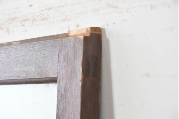 ヴィンテージ建具　昭和中期　腰板欅(ケヤキ)材　味わい深い欅材の木目が魅力のガラス戸1枚　(R-088061)