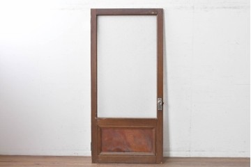 アンティーク建具　昭和初期　腰板欅(ケヤキ)材　ダイヤガラス入りの木製ドア1枚　(R-088062)