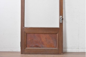 アンティーク建具　昭和初期　腰板欅(ケヤキ)材　ダイヤガラス入りの木製ドア1枚　(R-088062)