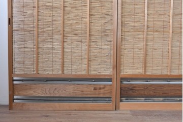ヴィンテージ建具　昭和中期　自然素材の風合いを楽しめる夏戸3枚セット　(R-088063)