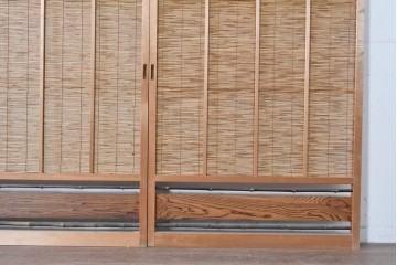 ヴィンテージ建具　昭和中期　自然素材の風合いを楽しめる夏戸3枚セット　(R-088063)