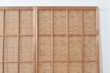 ヴィンテージ建具　昭和中期　自然素材の風合いを楽しめる夏戸3枚セット　(R-088063)