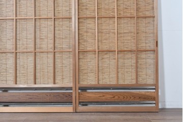 ヴィンテージ建具　昭和中期　自然素材の風合いを楽しめる夏戸3枚セット　(R-088063)