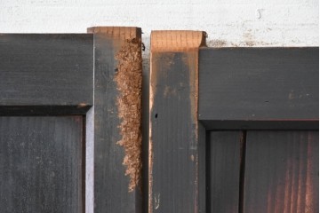 アンティーク建具　大正期　すすけた木味が魅力のガラス戸2枚セット　(R-088064)