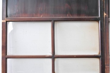 アンティーク建具　大正期　すすけた木味が魅力のガラス戸2枚セット　(R-088064)