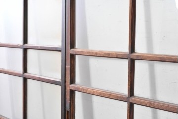 アンティーク建具　大正期　すすけた木味が魅力のガラス戸2枚セット　(R-088064)
