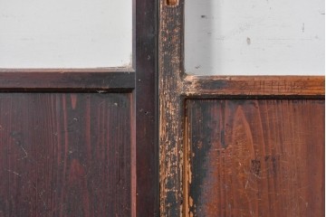 アンティーク建具　大正期　すすけた木味が魅力のガラス戸2枚セット　(R-088064)