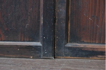 アンティーク建具　大正期　すすけた木味が魅力のガラス戸2枚セット　(R-088064)