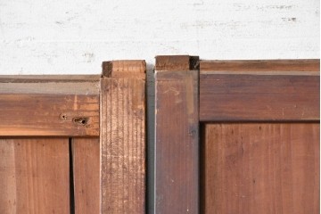アンティーク建具　大正期　すすけた木味が魅力のガラス戸2枚セット　(R-088064)