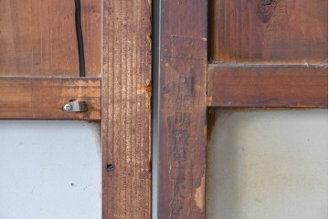 アンティーク建具　大正期　すすけた木味が魅力のガラス戸2枚セット　(R-088064)