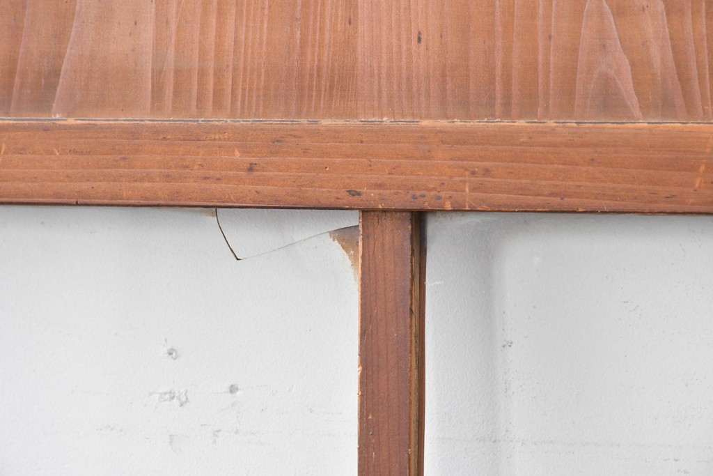 アンティーク建具　大正期　すすけた木味が魅力のガラス戸2枚セット　(R-088064)
