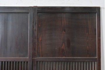 アンティーク建具　大正から昭和初期　ガラス入り　細やかな格子とガラスを組み合わせた格子帯戸3枚セット　(R-088065)