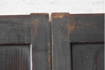 アンティーク建具　大正から昭和初期　ガラス入り　細やかな格子とガラスを組み合わせた格子帯戸3枚セット　(R-088065)