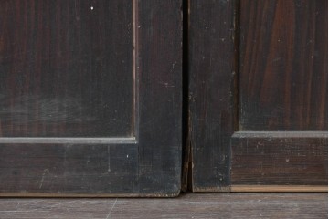 アンティーク建具　大正から昭和初期　ガラス入り　細やかな格子とガラスを組み合わせた格子帯戸3枚セット　(R-088065)
