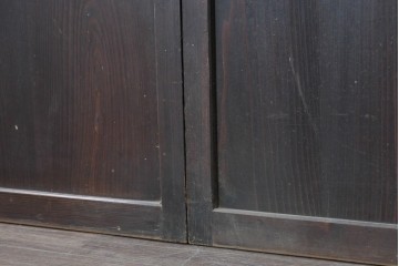 アンティーク建具　大正から昭和初期　ガラス入り　細やかな格子とガラスを組み合わせた格子帯戸3枚セット　(R-088065)