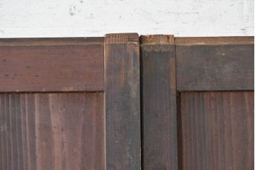 アンティーク建具　大正から昭和初期　ガラス入り　細やかな格子とガラスを組み合わせた格子帯戸3枚セット　(R-088065)