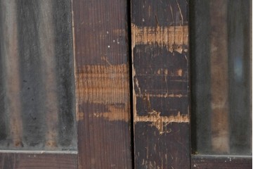 アンティーク建具　大正から昭和初期　ガラス入り　細やかな格子とガラスを組み合わせた格子帯戸3枚セット　(R-088065)