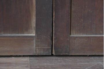アンティーク建具　大正から昭和初期　ガラス入り　細やかな格子とガラスを組み合わせた格子帯戸3枚セット　(R-088065)
