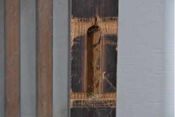 アンティーク建具　大正から昭和初期　ガラス入り　細やかな格子とガラスを組み合わせた格子帯戸3枚セット　(R-088065)