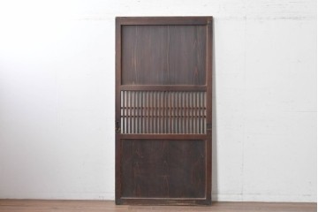 アンティーク建具　大正から昭和初期　ガラス入り　細やかな格子とガラスを組み合わせた格子帯戸1枚　(R-088066)