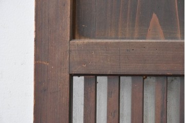 アンティーク建具　大正から昭和初期　ガラス入り　細やかな格子とガラスを組み合わせた格子帯戸1枚　(R-088066)
