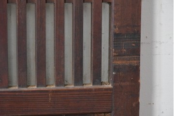 アンティーク建具　大正から昭和初期　ガラス入り　細やかな格子とガラスを組み合わせた格子帯戸1枚　(R-088066)