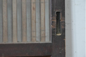 アンティーク建具　大正から昭和初期　ガラス入り　細やかな格子とガラスを組み合わせた格子帯戸1枚　(R-088066)