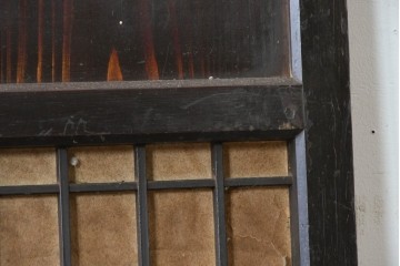 アンティーク建具　明治期から大正期　黒味を帯びた重厚な色合いの障子帯戸1枚　(R-088067)