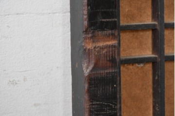 アンティーク建具　明治期から大正期　黒味を帯びた重厚な色合いの障子帯戸1枚　(R-088067)